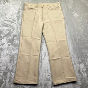VTG Levis Sta-Prest Action Slacks Tan Beige Polyester Pants 38 Fits 36" USA 1994